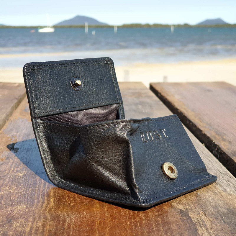 Chase - Compact Cow Hide Black Coin Pouch - The Leather Trading Co.