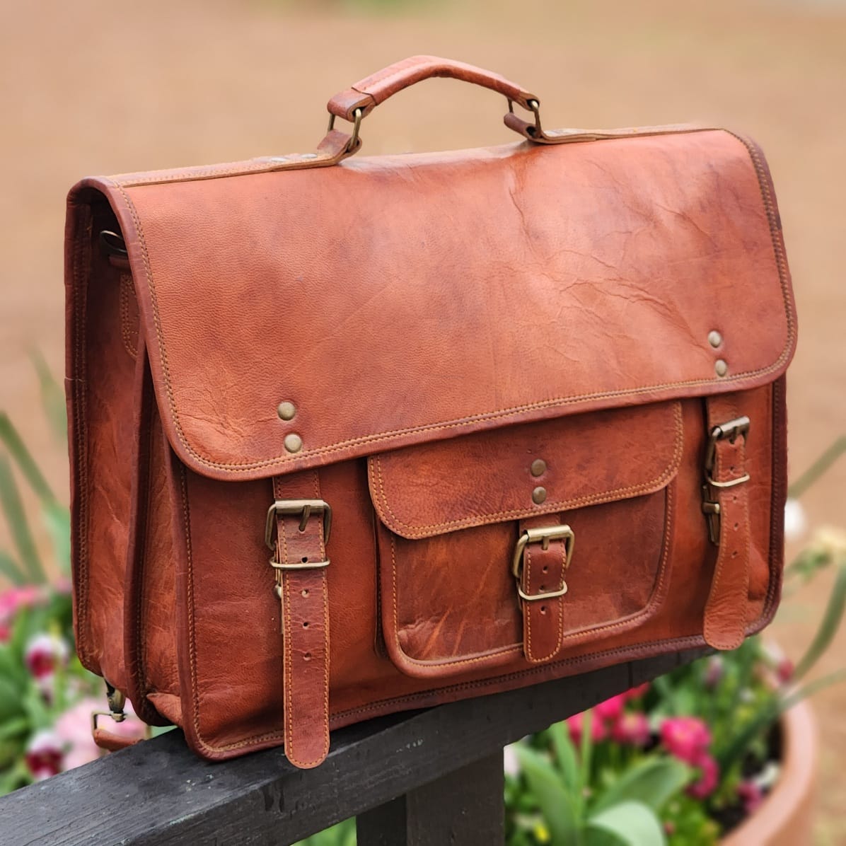 ALAMO 16 Inch Goat hide Satchel & Backpack