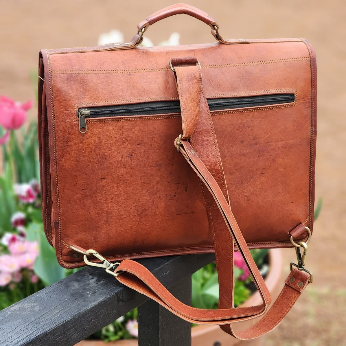 ALAMO 16 Inch Goat hide Satchel & Backpack
