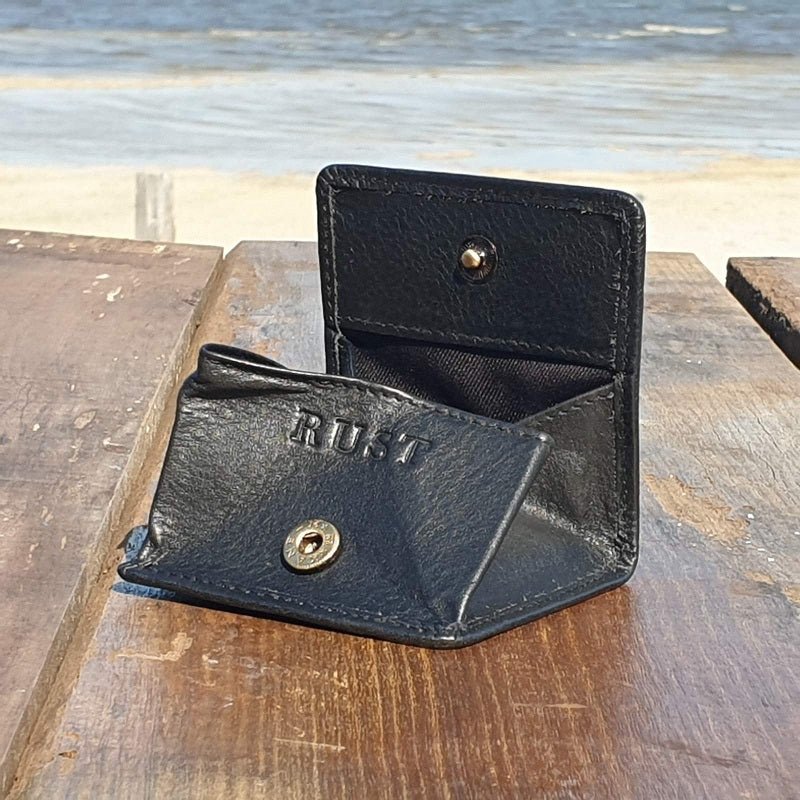Chase - Compact Cow Hide Black Coin Pouch - The Leather Trading Co.