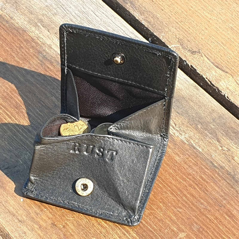 Chase - Compact Cow Hide Black Coin Pouch - The Leather Trading Co.