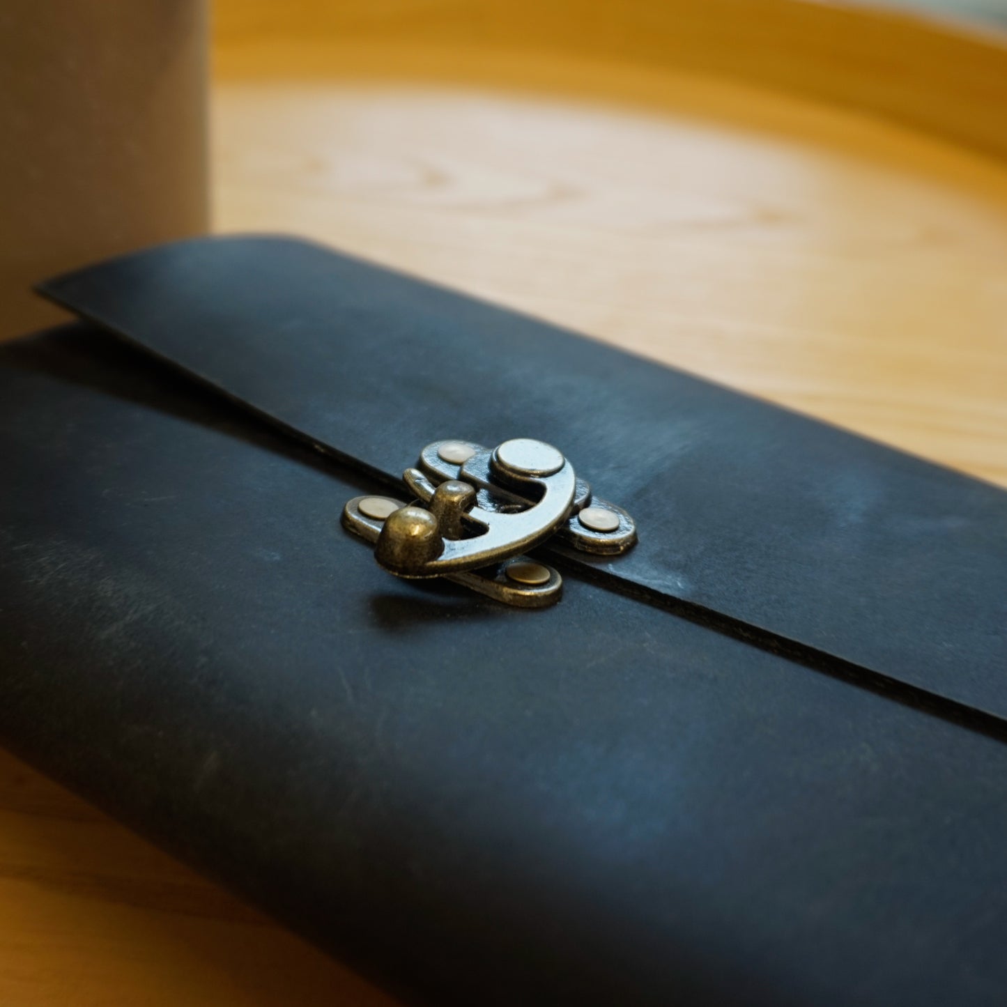 Midori A5 Journal Lock in Black Cowhide
