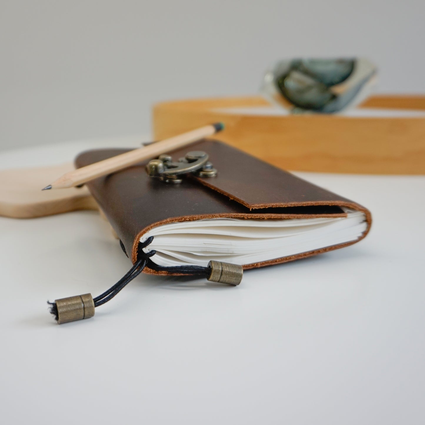 Midori A5 Journal Lock in Waxed Buffalo Hide
