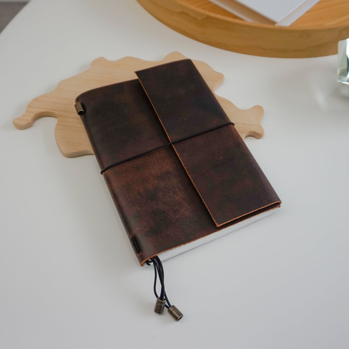 Midori A5 Journal Elastic in Waxed Buffalo Hide