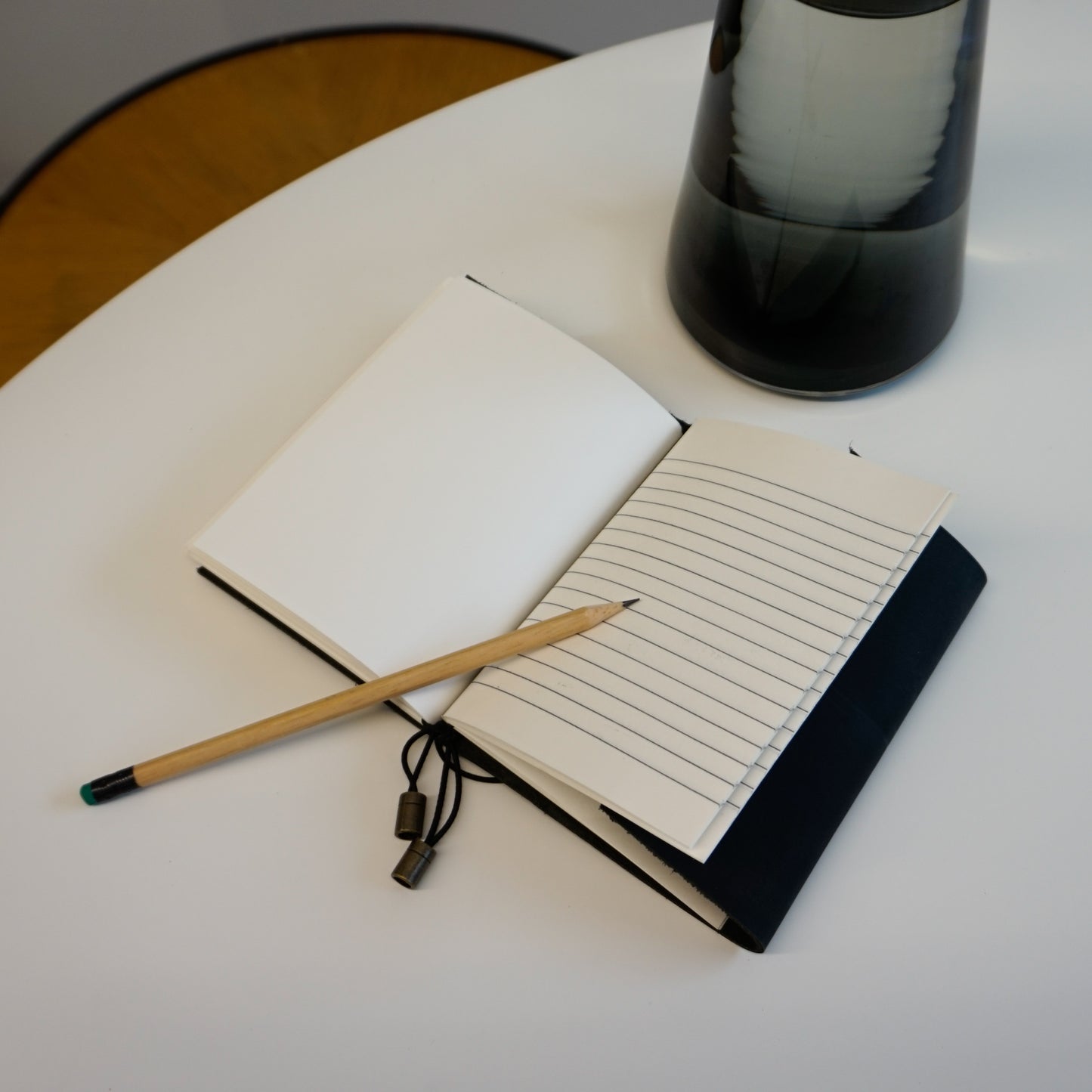 Midori A6 Journal Elastic in Black Cowhide
