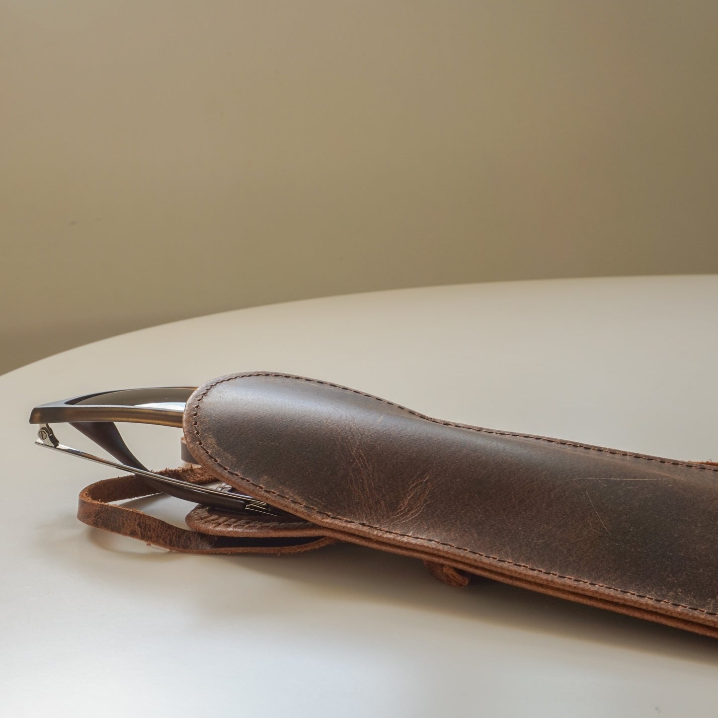 Slip Inn Glasses Case Waxed Buffalo Hide