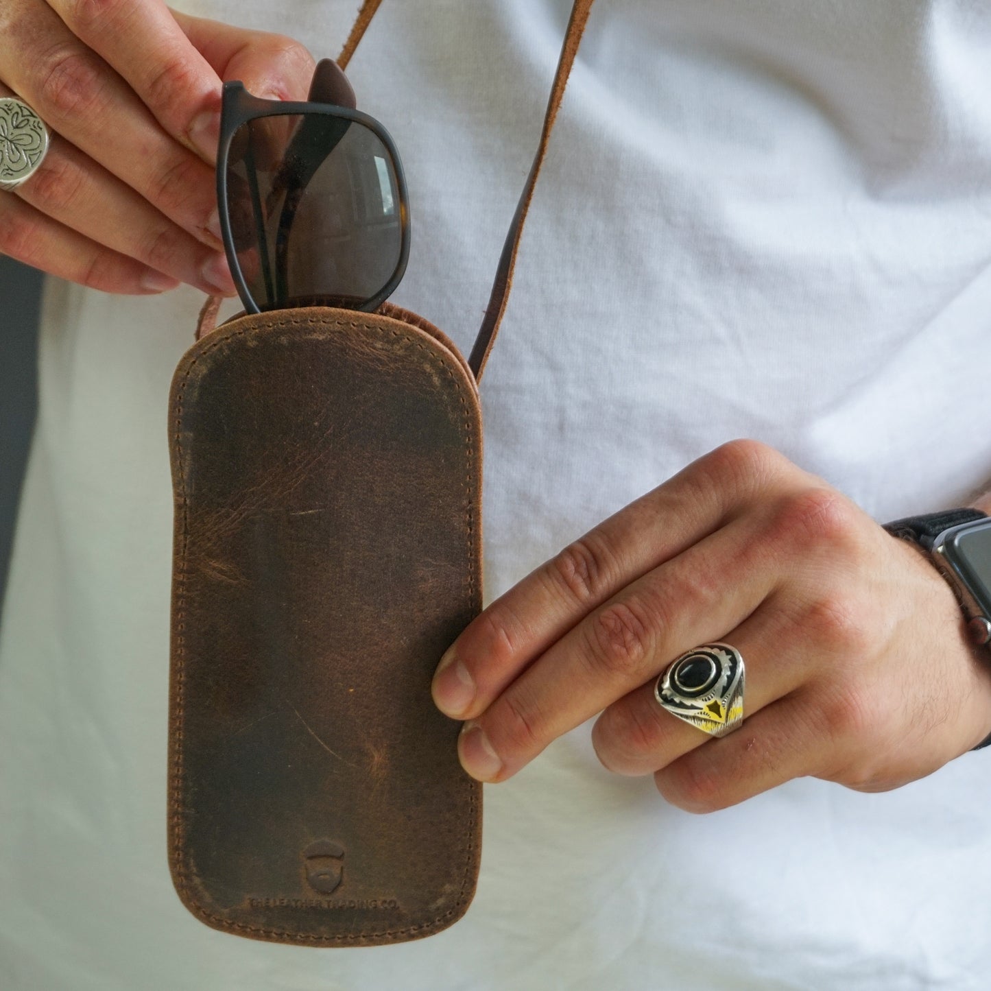 Slip Inn Glasses Case Waxed Buffalo Hide