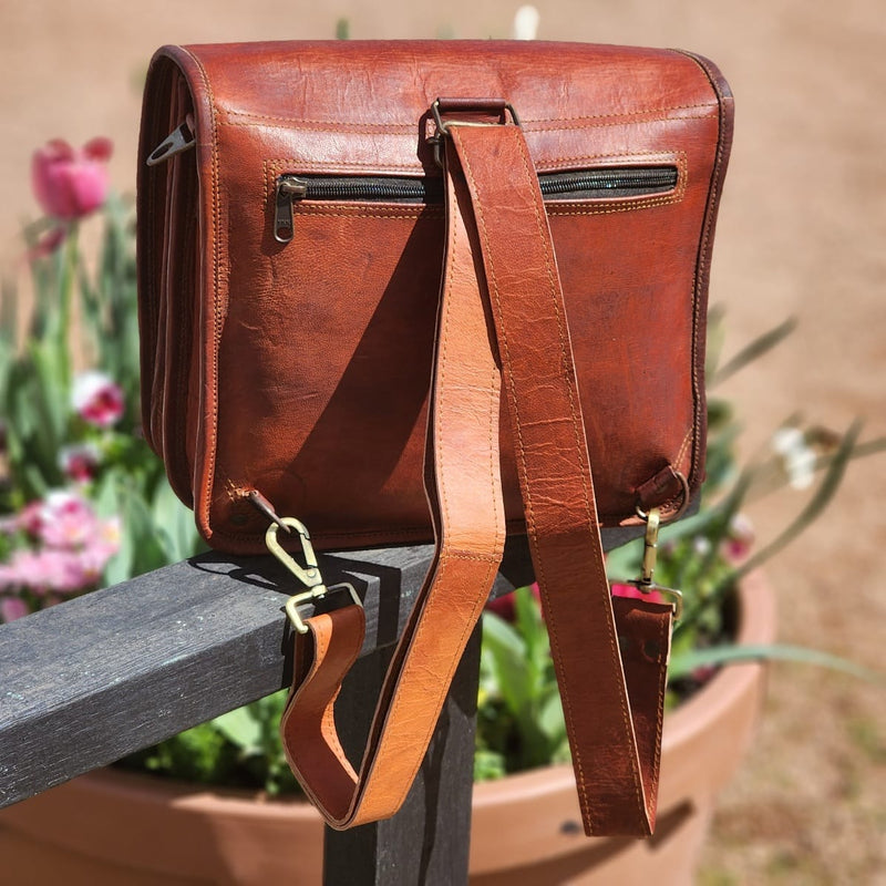 The Post 12 Inch Goat Leather Messenger Flap Satchel Day Bag