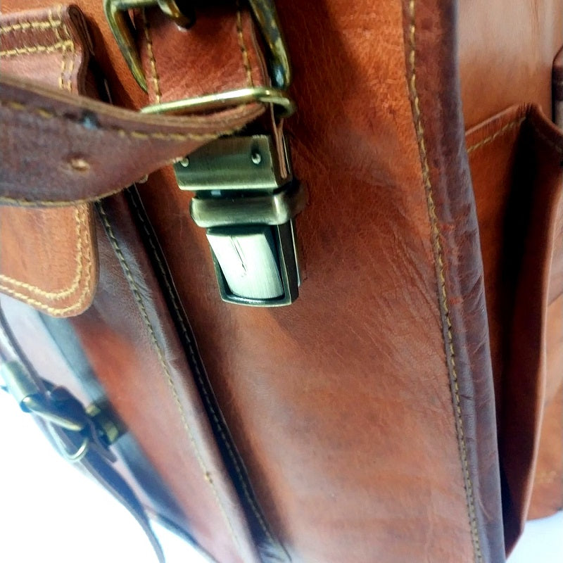 The Tank 14 Inch Indiana Jones Goat Leather Roll Top Backpack