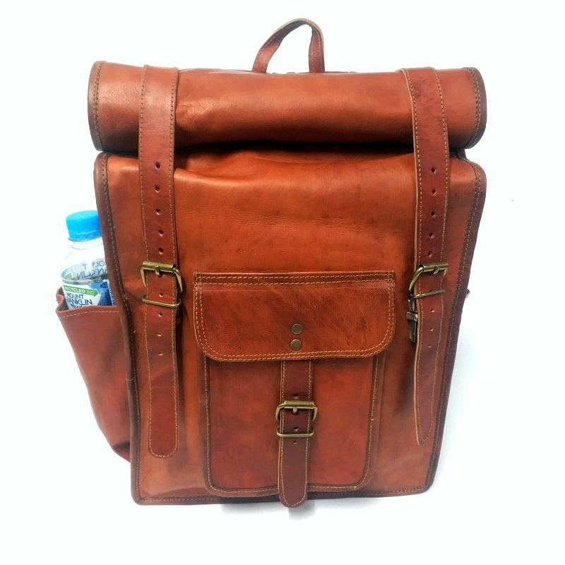 The Tank 14 Inch Indiana Jones Goat Leather Roll Top Backpack
