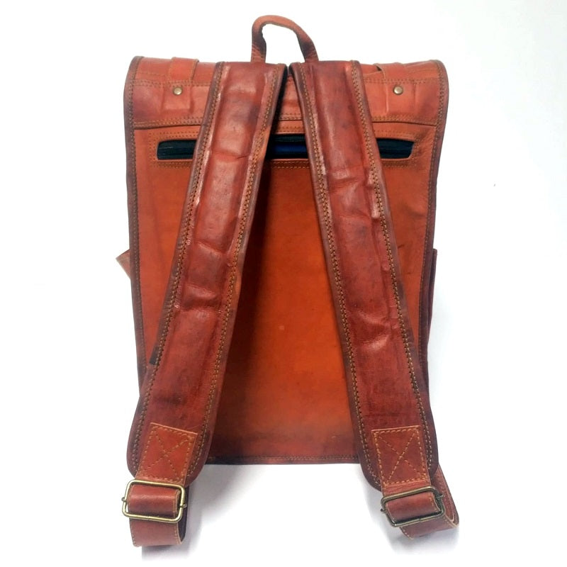The Tank 14 Inch Indiana Jones Goat Leather Roll Top Backpack