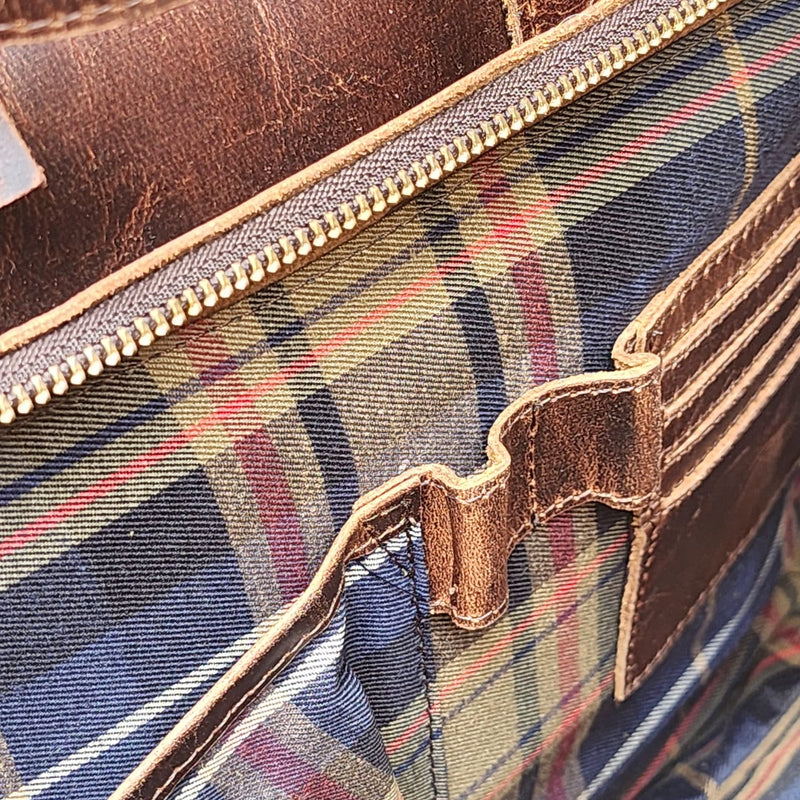 PYRMONT 16-BUFF-ZIP-LAPTOP BAG-BROWN