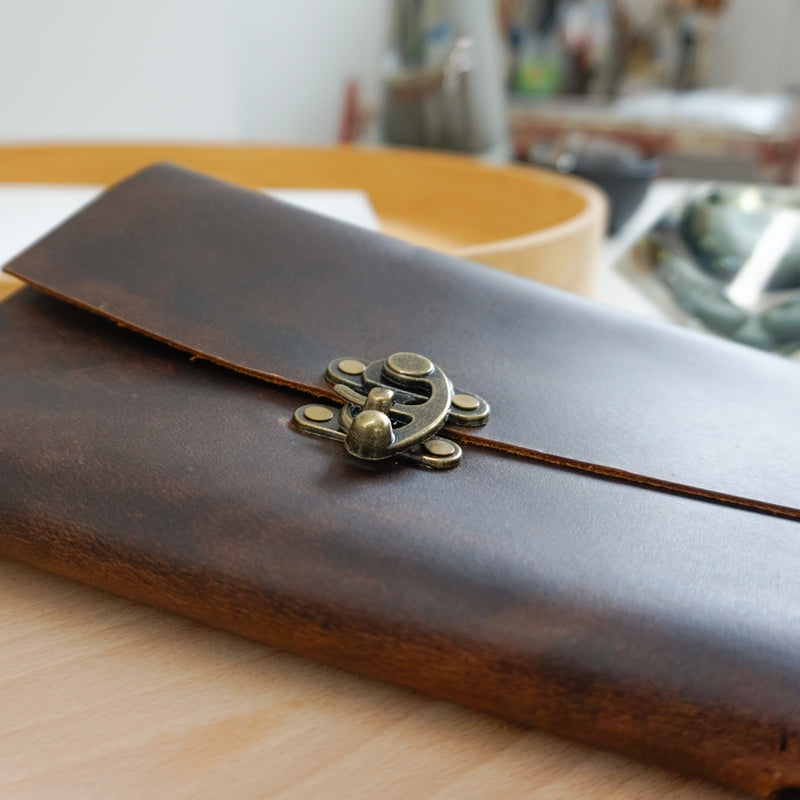 Midori A6 Journal Lock in Waxed Buffalo Hide