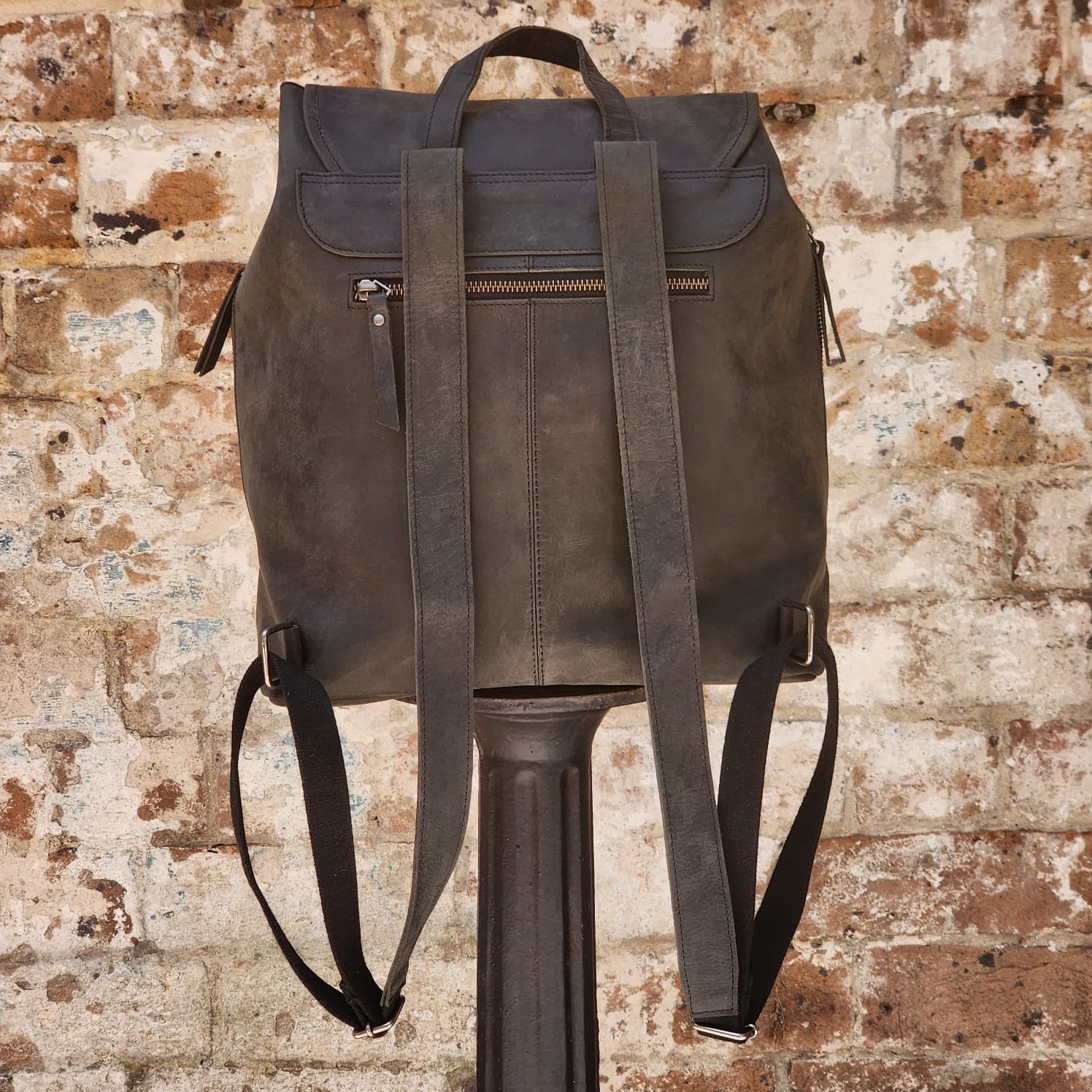 POTTS POINT 15 INCH BUFFALO LEATHER BACKPACK - BLACK