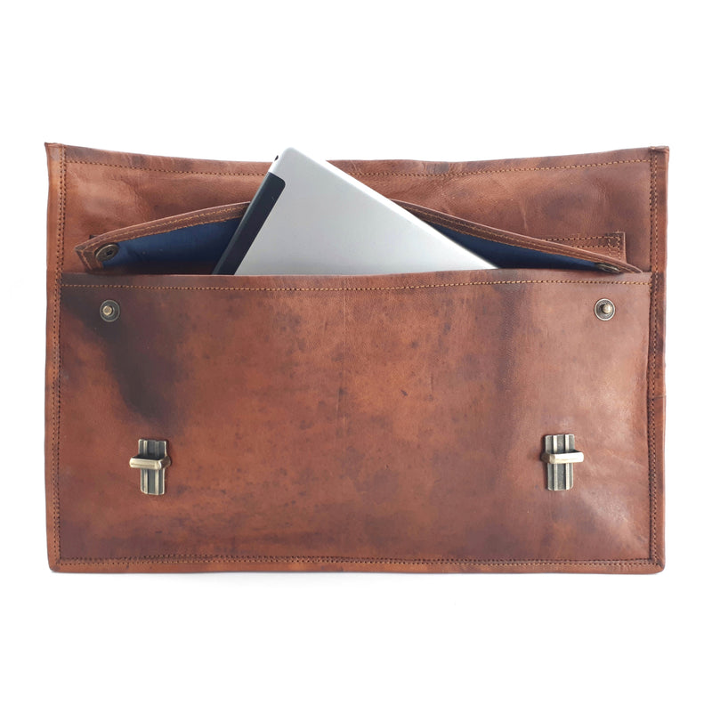 The Big Pommie 16-inch Old School Leather Satchel Bag
