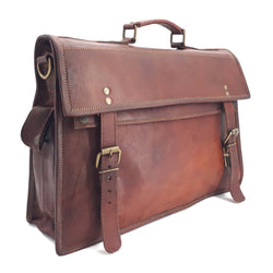 The Big Pommie 16-inch Old School Leather Satchel Bag