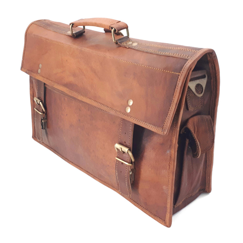 The Big Pommie 16-inch Old School Leather Satchel Bag