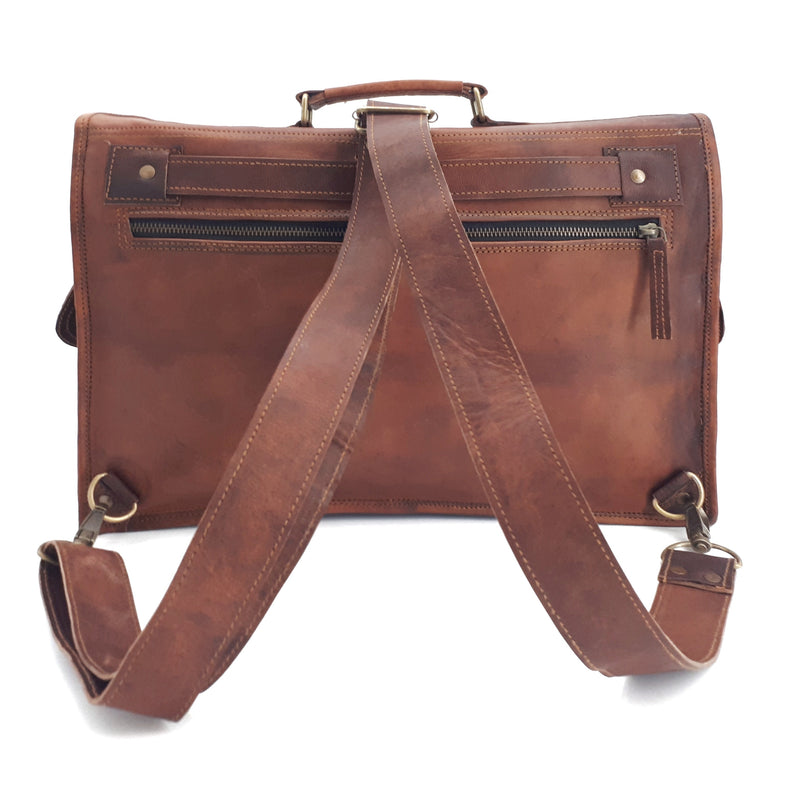The Big Pommie 16-inch Old School Leather Satchel Bag