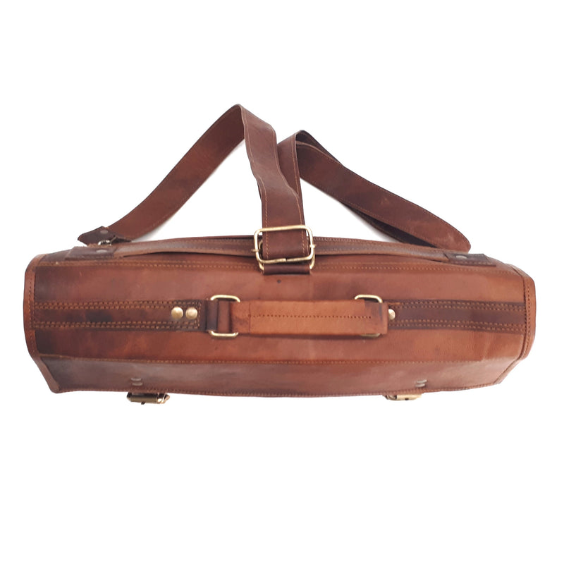 The Big Pommie 16-inch Old School Leather Satchel Bag