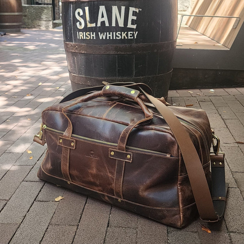 ULURU 50CMM BUFFALO TRAVEL AND GYM DUFFLE BAG - BROWN