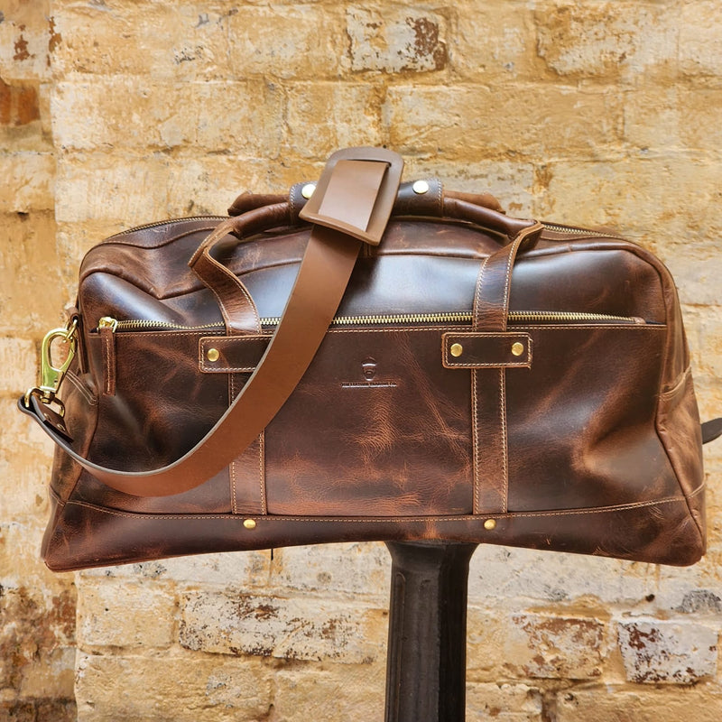 ULURU 50CMM BUFFALO TRAVEL AND GYM DUFFLE BAG - BROWN