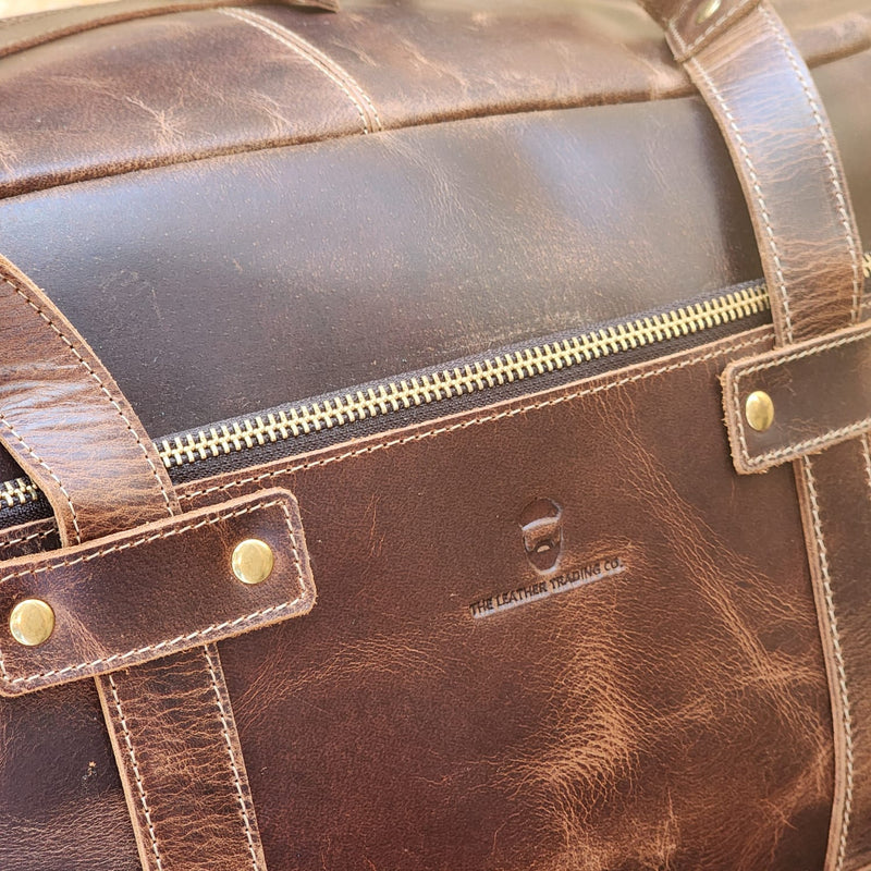 ULURU 50CMM BUFFALO TRAVEL AND GYM DUFFLE BAG - BROWN
