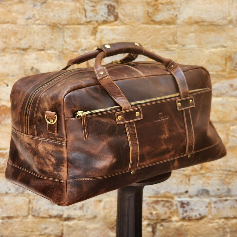 ULURU 50CMM BUFFALO TRAVEL AND GYM DUFFLE BAG - BROWN